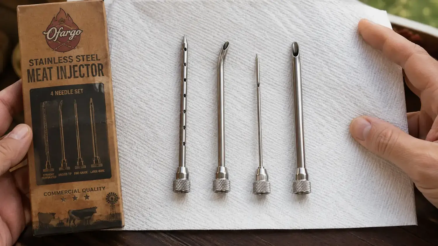 All four Ofargo needle types laid out side by side on a clean white surface for comparison